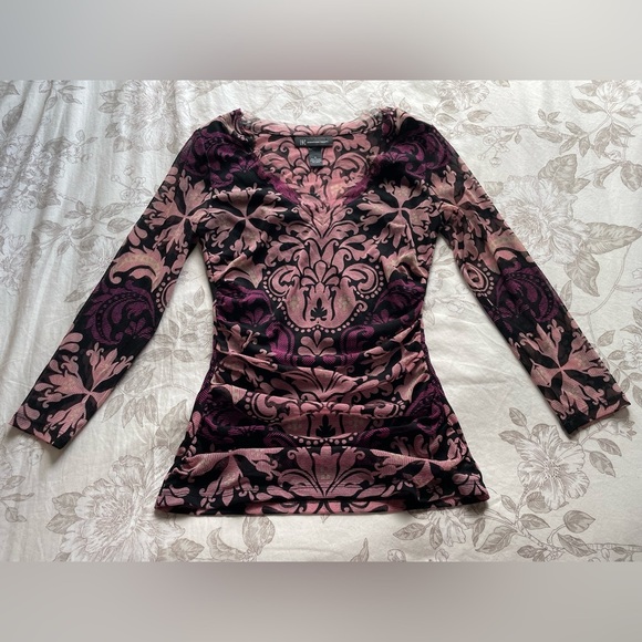 Y2K Purple Ruched Micro Mesh Nylon Sheer Top Small Fairycore Cottagecore Boho - Picture 1 of 8